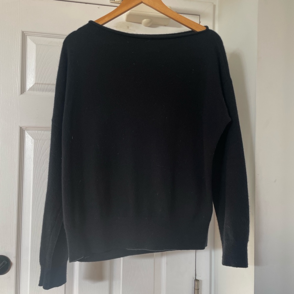 Nordstrom Cashmere Black Boat Neck Sweater Sz Large